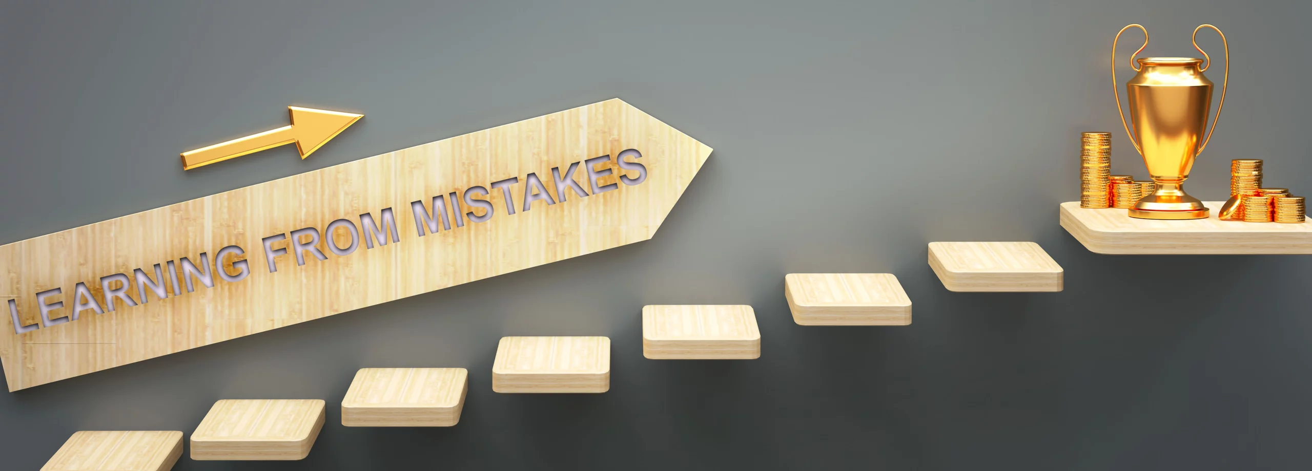 Bild mit Pfeil learning from mistakes um zum Erfolg zu kommen